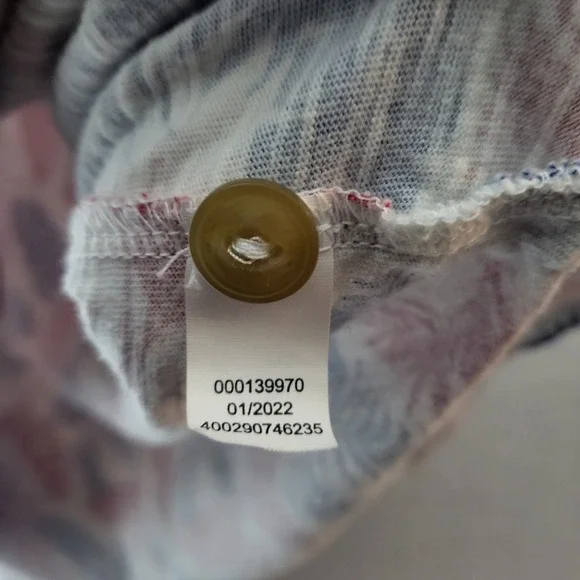 Sonoma Mens Large Red Blue Tropical Leaf Print Polo Shirt 100% Cotton - Picture 5 of 8